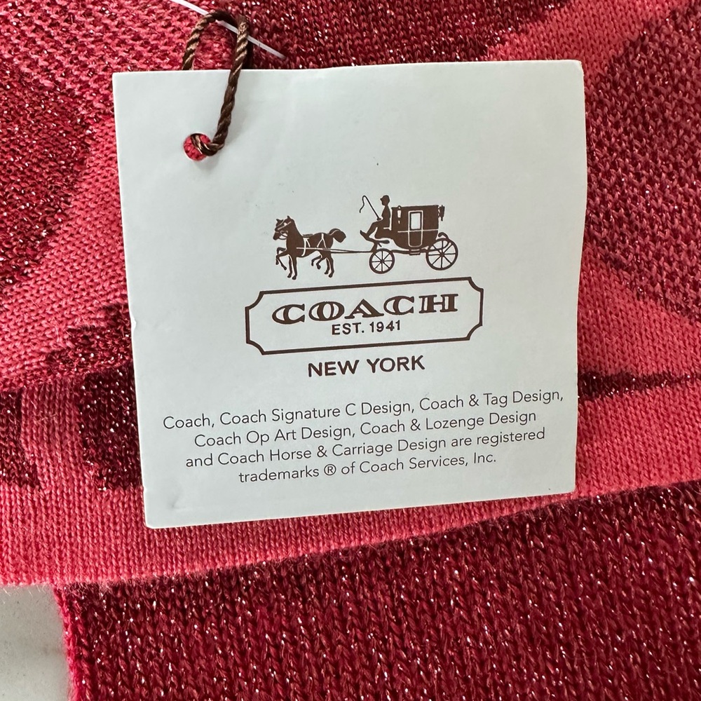 Coach Red and Silver Knit Gloves - Picture 4 of 5